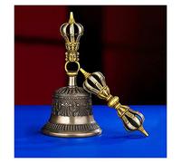 Tibetan Buddhist Meditation Bell And Dorje Set Special Metal Cast Tibetan Bells Made In India For Meditation, Rituals, Prayers And As Buddhist Tools(Bronze)