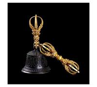 Tibetan Buddhist Meditation Bell and Dorje Set, Tibetan Buddhist Meditation Bell And Dorje Set Of Brass Hand Bells For Buddhist Ritual Meditation Prayers For Invocation Bells(22.2X11cm)