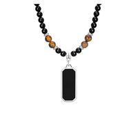 Tibetan Buddhist Phurba Ritual Tiger Eye Lava Stone Necklace For Men(Black1)