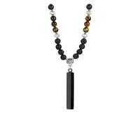 Tibetan Buddhist Phurba Ritual Tiger Eye Lava Stone Necklace For Men(Black2)