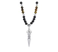 Tibetan Buddhist Phurba Ritual Tiger Eye Lava Stone Necklace For Men(SILVER1)