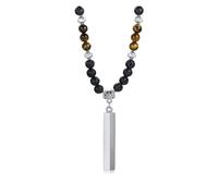 Tibetan Buddhist Phurba Ritual Tiger Eye Lava Stone Necklace For Men(SILVER2)