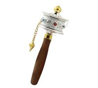 Tibetan Buddhist Prayer Wheel, Handheld Prayer Wheel with Dual Bearings & Wooden Handle, Six-Syllable Mantra Engraving, Ideal for Prayer, Meditation, Healing & Relaxation (B)