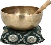 Tibetan Hammered Tibetan old Antique Himalayan 7 Metal Meditation Singing Bowl Set, Handcrafted Himalayan Bronze, With Mallet and Cushion For Healing Prayer,Yoga (9")