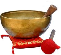 Tibetan Hammered Tibetan old Antique Himalayan 7 Metal Meditation Singing Bowl Set, Handcrafted Himalayan Bronze, With Mallet and Cushion For Healing Prayer,Yoga (10")