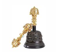 Tibetan Hand Bell Buddhist Tibetan Brass Bell with Dorje Handle For Self Healing Meditation Prayer and Yoga