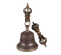 Tibetan Hand Bell, Prayer Bells Dorje Vajra, Tibetan Buddhist Meditation Bell Set, 100% Handmade, Brass Bell For Meditation, Prayer, Reiki, Wakefulness, Concentration, Healing, Dorje Set