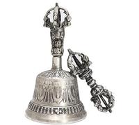 Tibetan Hand Bell, Silver Hand Bell Summoning Bell Brass Wedding Bells(6in)