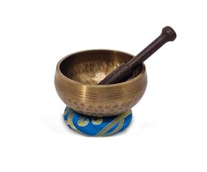 Tibetan Hand Made Singing Bowl - Authentic Nepalese Hand Beaten Meditation Bowl Set with Cushion & Mallet - Sound Healing Bowl for Yoga, Mindfulness & Chakra Therapy (10.5cm)