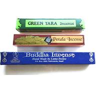 Tibetan Incense 3 box Variety | Buddha Incense x 25 sticks | Green Tara x 19 sticks | Potala incense x 17 Sticks (Total 61 sticks)