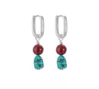 Tibetan-Inspired Turquoise Red Bead Drop Earrings, Ethnic Style Lightweight,For Work, Travel And Social Events