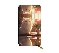 Tibetan long-haired cat Printed leather wallet, 7.5 x 4.1-inch long credit card holder, portable travel cash wallet