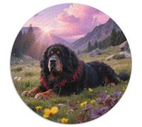 Tibetan Mastiff Calm And Clever 1000pc Round Puzzle Featuring Pet Dog, A Treat for Puzzle Enthusiasts, Great for Book Nooks 1000pcs (67.5x67.5cm)