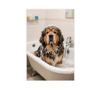Tibetan Mastiff Taking A Bath Funny Bathroom (3) Canvas Poster Wall Art Decor Print Picture Paintings 20x30inch(50x75cm)