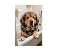 Tibetan Mastiff Taking A Bath Funny Bathroom (4) Canvas Poster Wall Art Decor Print Picture Paintings 20x30inch(50x75cm)