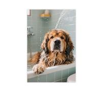 Tibetan Mastiff Taking A Bath Funny Bathroom (7) Canvas Poster Wall Art Decor Print Picture Paintings 24x36inch(60x90cm)