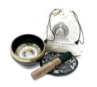 Tibetan Meditation Bowl, 14 cm, Gift Set with Buddha Teachings, Smoothie and Hand Engraved