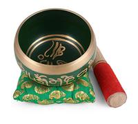 Tibetan Meditation Om Mani Singing Bowl / Cushion / Mallet (4 Inch, GREEN )