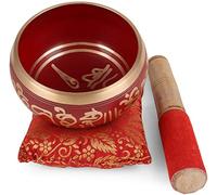 Tibetan Meditation Om Mani Singing Bowl / Cushion / Mallet (4 Inch, RED )