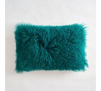 Tibetan/Mongolian Lamb Fur Cushion Cover 30x50cm - Genuine, Soft & Luxurious Pillowcase for Sofa, Bed or Chair (Teal)