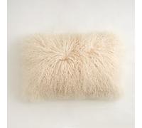 Tibetan/Mongolian Lamb Fur Cushion Cover 30x50cm - Genuine, Soft & Luxurious Pillowcase for Sofa, Bed or Chair (Ivory Beige)