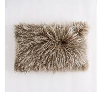 Tibetan/Mongolian Lamb Fur Lumbar Pillow 30x50cm - Genuine, Soft & Luxurious Decorative Cushion for Sofa, Bed or Chair (Sage Green with White Tips)
