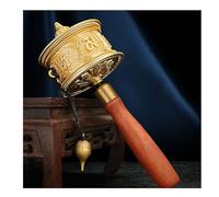 Tibetan Prayer Wheel, Buddhist Prayer Wheel, Kuan Yin Sutra Nning Cylinder Silent Wooden Handle Hand Cranked Prayer Wheel Six Words Of Truth