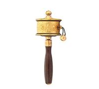 Tibetan Prayer Wheel Buddhist Scripture Wheel, Copper Hand Held Prayer Wheel Wooden Handle Buddha Scriptures Prayer Wheel