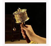Tibetan Prayer Wheel - Handheld Copper Prayer Wheel with Hum Six-Character Design for Meditation and Prayer