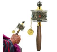 Tibetan Prayer Wheel - Rotating Mantra Wheel | Prayer with Wooden Handle | Mantra Meditation Decoration | for Travel Companion, Home, Altar, Desk, Awareness, Classroom,
