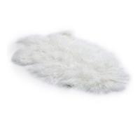 Tibetan Sheepskin Rug 90cm - 100% Genuine White Tibetan Lambskin Pelt with Soft Curly Wool - Fluffy, Warm, Breathable and Luxurious Throw for Living Room, Bedroom, Sofa, Chair - Off White