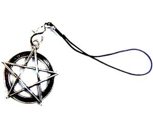 Tibetan Silver Reversible Pentagram Phone Charm, Magic, Wiccan, Wicca, Wizard, Witch, Witchcraft, Christianity, Pagan