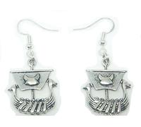 Tibetan Silver Viking Ship Boat Earrings On Sterling Silver Hooks, Cruise, Ship, Yacht Jewellery