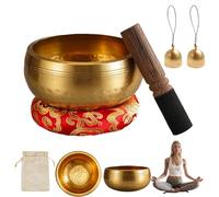 Tibetan Sing ing Bowls Meditation Set,Handcrafted Tibetan Yoga Sing ing Bowl with Cushion,Sound Healing Bowl Meditation Set,Authentic Hand Tibetan Sing ing Bowls for Meditation,Relaxation,Yoga