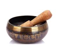 Tibetan Singing Bowl Buddha Bronze Sound, Yoga Copper Chime Meditation for Healing Mindfulness Emotional Balance(8.5cm)