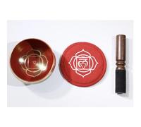 Tibetan Singing Bowl, Chakra Color Decorated Himalayan Singing Bowl for Yoga, Deep Relaxation, Stress Relief and Positive Thinking, comes with silk cushion as well as a singing stick! (Red)