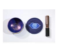Tibetan Singing Bowl, Chakra Color Decorated Himalayan Singing Bowl for Yoga, Deep Relaxation, Stress Relief and Positive Thinking, comes with silk cushion as well as a singing stick! (Dark Blue)