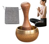 Tibetan Singing Bowl - Compact Brass Resonance Meditation Instrument Sound Kit With Wooden Mallet Portable Yoga Relaxation Accessory | Balancing Routines