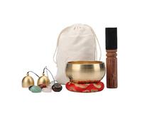 Tibetan Singing Bowl, Hand-Tuned Sound Bowl with 7 Chakra Stone 2 Bells and Carry Bags Portable Meditation Tool Sound Healing Spiritual Gift for Yoga Relaxation