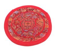 Tibetan Singing Bowl Mat, Hand Sewn Cotton Cloth Pad for Buddha Sound Bowl | Portable Lightweight Simple Style, Red Accent, Nepal Inspired Craft, Suitable for Ritual Use and Display