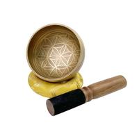 Tibetan Singing Bowl Set - 3.3" Flower of Life | Hand-Hammered in Nepal for Deep Meditation, Yoga, Chakra Healing, Stress Relief & Mindfulness | Complete Kit with Mallet & Cushion
