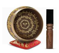 Tibetan Singing Bowl Set - 4" Easy To Play Authentic Handmade For Meditation Sound 7 Chakra Healing By Himalayan Bazaar (Black & Red)