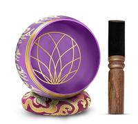 Tibetan Singing Bowl Set - 4" Easy To Play Authentic Handmade For Meditation Sound 7 Chakra Healing By HIMALAYAN BAZAAR (Purple, 4")