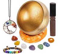 Tibetan Singing Bowl Set 7 Chakra Crystal Stones 1 Tree of Life Necklack 1 Chakra Bracelet