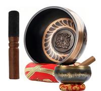 Tibetan Singing Bowl Set 8/13 cm, with Clapper and Singing Bowl Cushion, Handmade and Easy to Play, Perfect for Meditation and Sound Therapy (13 cm)
