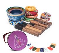 Tibetan Singing Bowl Set - Authentic Cuencos Tibetanos for Sound Healing, Meditation & Chakra Balancing - Includes Cushion, Mallet-Unique Spiritual Gifts for Women and Men (7 Chakra Colored Set)