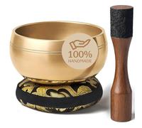 Tibetan Singing Bowl Set - Authentic Plain Design - Sound Bowl & Meditation Bowl with Cushion, Mallet & Guide - Spiritual Decor Enhancements - Mindfulness Gift Set - Chakra Healing Tools