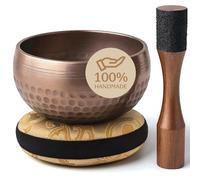 Tibetan Singing Bowl Set - Authentic Plain Design - Sound Bowl & Meditation Bowl with Cushion, Mallet & Guide - Sound Healing Bowls - Yoga Accessories for Relaxation - Therapeutic Harmony