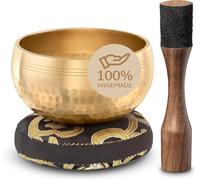 Tibetan Singing Bowl Set - Authentic Plain Design - Sound Bowl & Meditation Bowl with Cushion, Mallet & Guide - Chakra Balancing - Sound Bath Instruments - Therapeutic Sound Devices