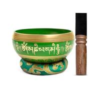 Tibetan Singing Bowl Set Brass - Master Healing Grade - Authentic Handcrafted Sound Bowl by Himalayan Bazaar (Black and Red)